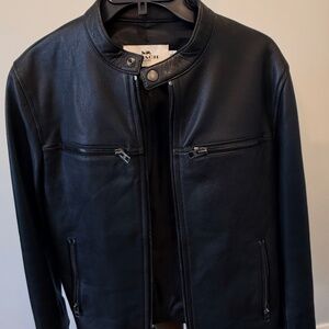 Coach Men's Leather Racer Jacket - Black - Glovetanned Leather - Size Small